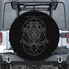 Black And White Aquarius Sign Print Leather Spare Tire Cover