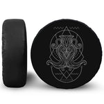 Black And White Aquarius Sign Print Leather Spare Tire Cover