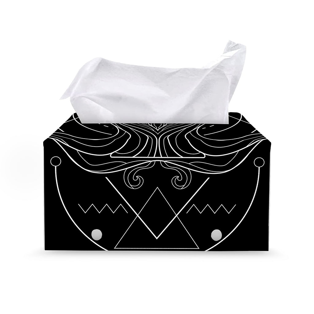 Black And White Aquarius Sign Print Leather Tissue Box Cover