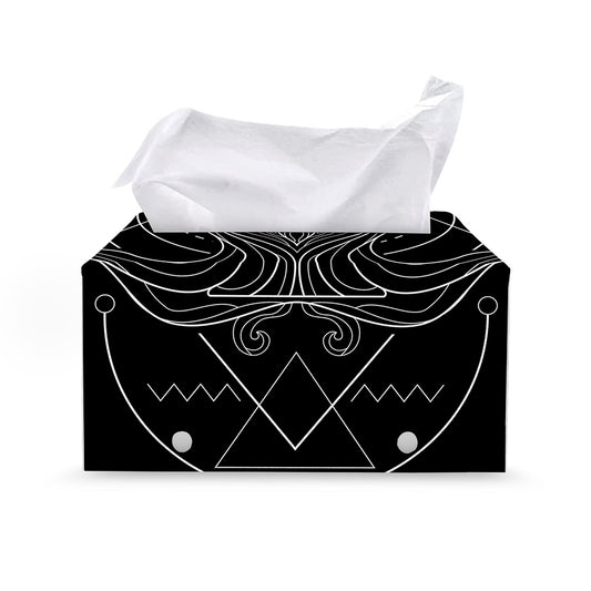 Black And White Aquarius Sign Print Leather Tissue Box Cover