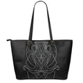 Black And White Aquarius Sign Print Leather Tote Bag With Zipper