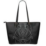 Black And White Aquarius Sign Print Leather Tote Bag