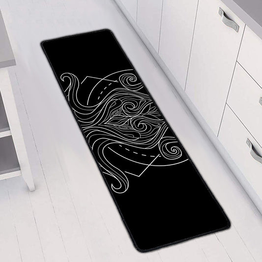 Black And White Aquarius Sign Print Long Kitchen Mat