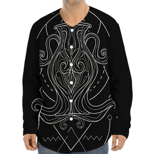 Black And White Aquarius Sign Print Long Sleeve Baseball Jersey