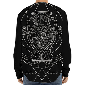 Black And White Aquarius Sign Print Long Sleeve Baseball Jersey