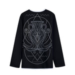 Black And White Aquarius Sign Print Long Sleeve Short Coat