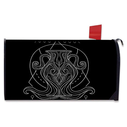 Black And White Aquarius Sign Print Mailbox Cover