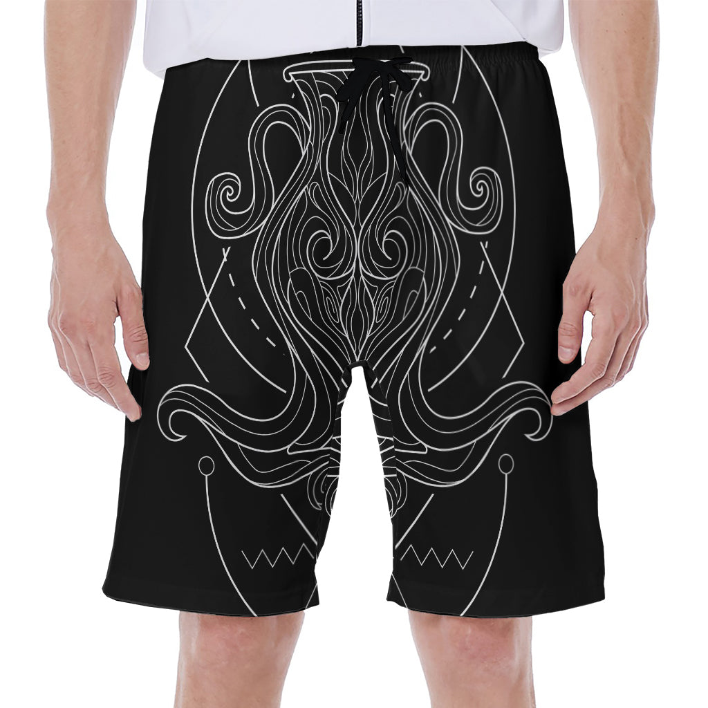 Black And White Aquarius Sign Print Men's Beach Shorts