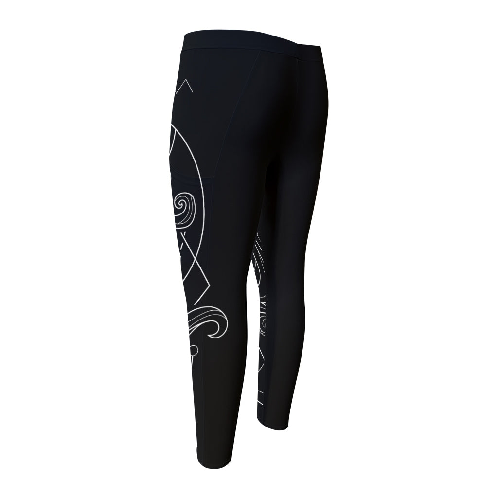 Black And White Aquarius Sign Print Men's Compression Pants