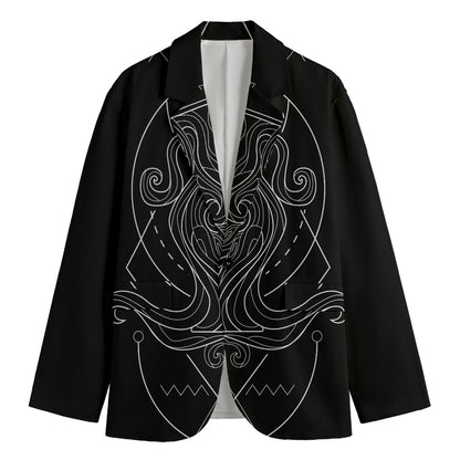Black And White Aquarius Sign Print Men's Cotton Blazer