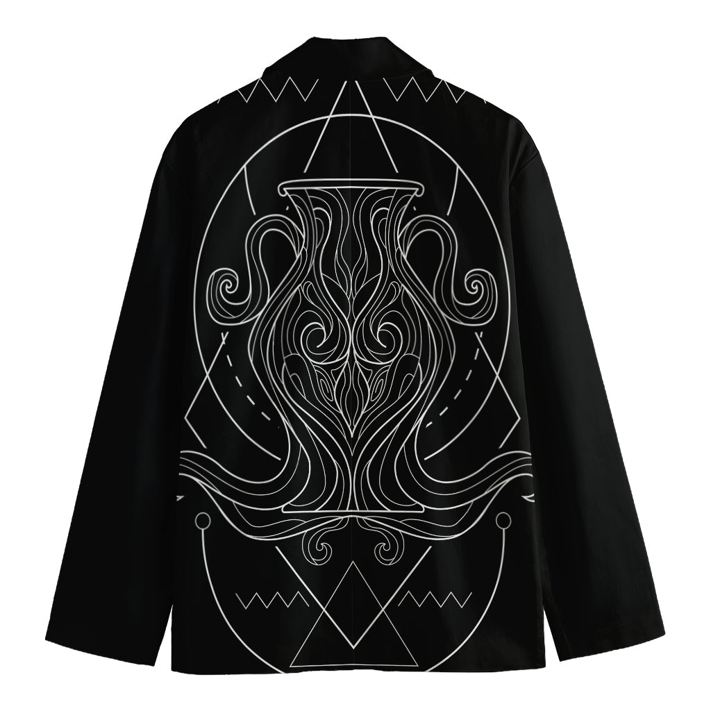 Black And White Aquarius Sign Print Men's Cotton Blazer