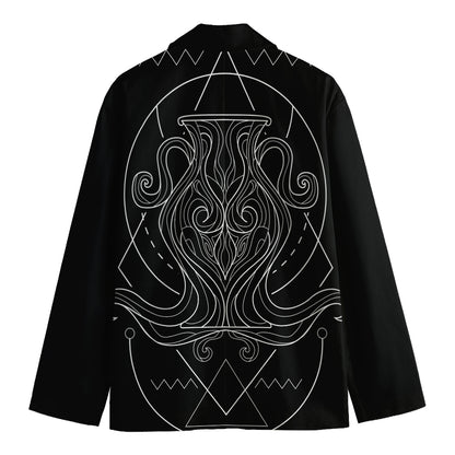 Black And White Aquarius Sign Print Men's Cotton Blazer