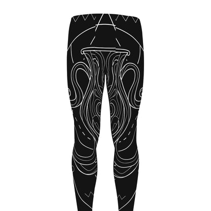 Black And White Aquarius Sign Print Men's leggings