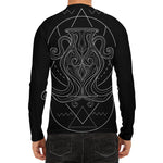 Black And White Aquarius Sign Print Men's Long Sleeve Rash Guard