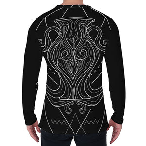 Black And White Aquarius Sign Print Men's Long Sleeve T-Shirt