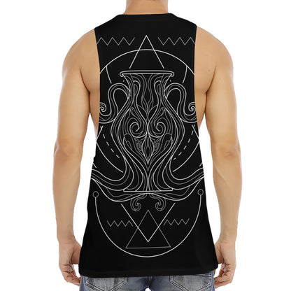 Black And White Aquarius Sign Print Men's Muscle Tank Top