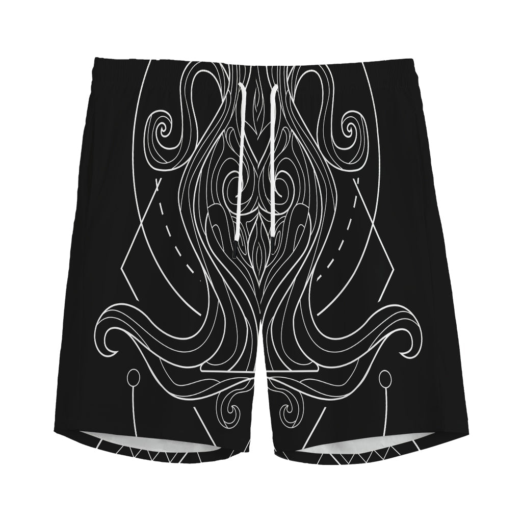 Black And White Aquarius Sign Print Men's Sports Shorts