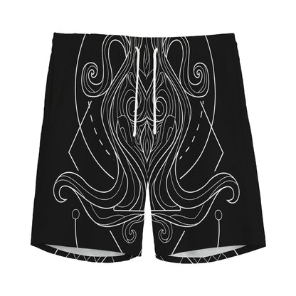 Black And White Aquarius Sign Print Men's Sports Shorts