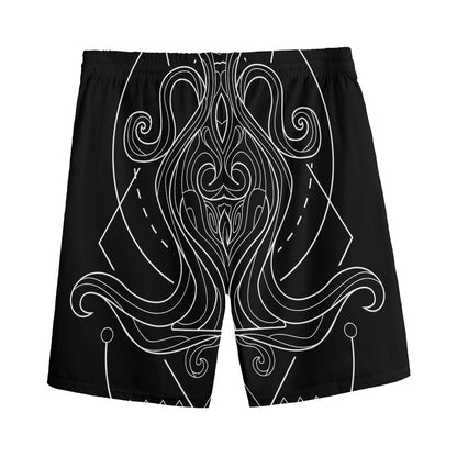 Black And White Aquarius Sign Print Men's Sports Shorts