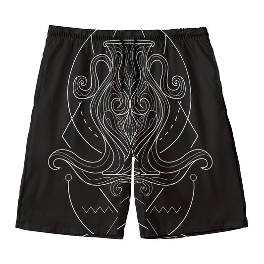 Black And White Aquarius Sign Print Men's Swim Trunks