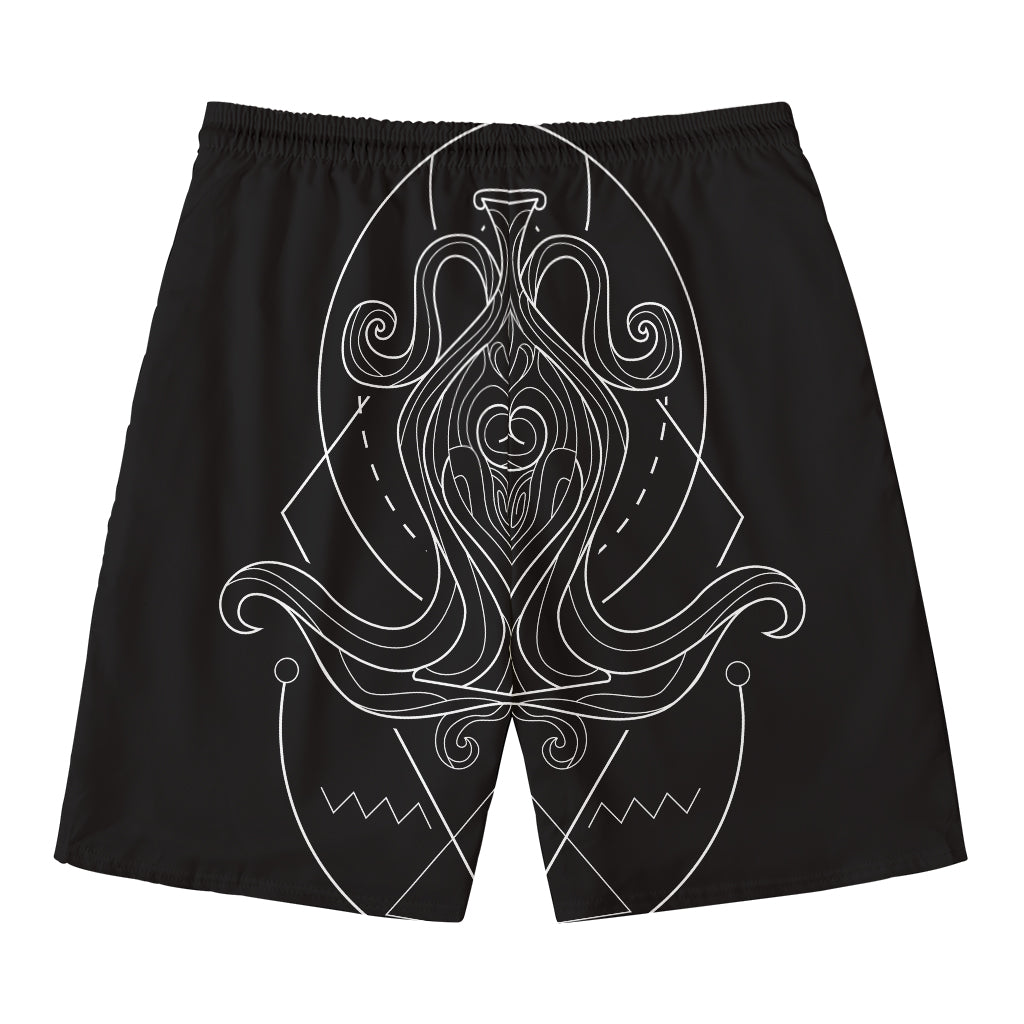 Black And White Aquarius Sign Print Men's Swim Trunks