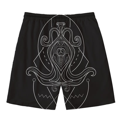 Black And White Aquarius Sign Print Men's Swim Trunks