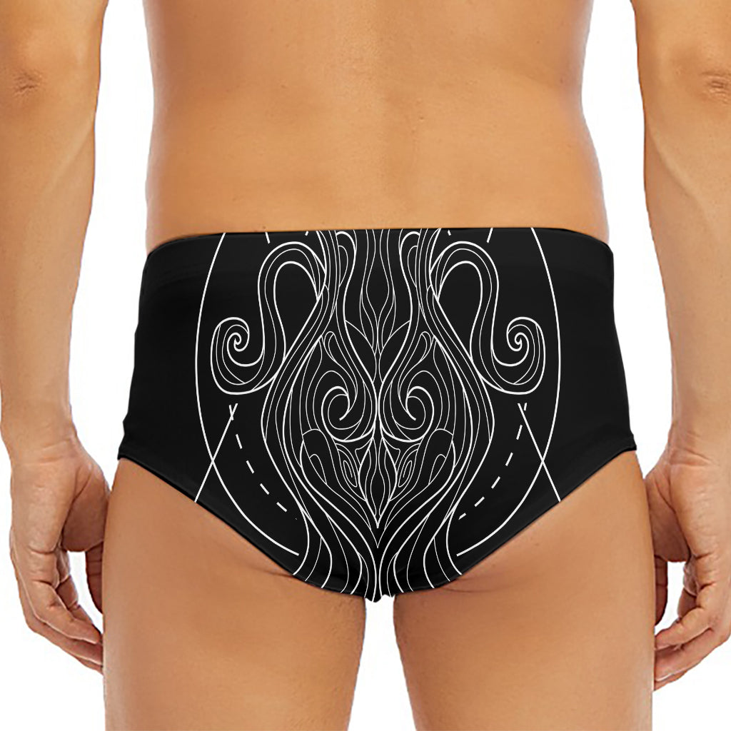 Black And White Aquarius Sign Print Men's Triangle Swim Briefs