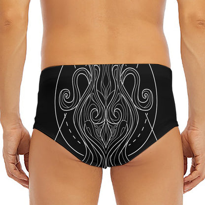 Black And White Aquarius Sign Print Men's Triangle Swim Briefs