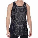 Black And White Aquarius Sign Print Men's Velvet Tank Top