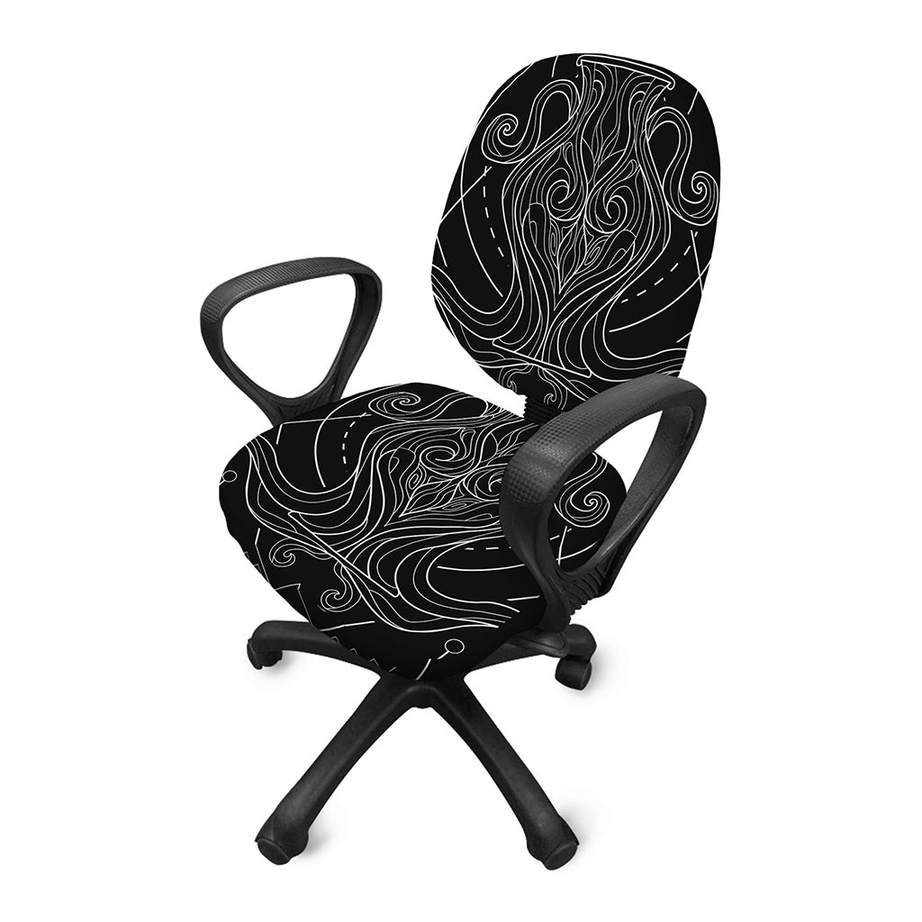 Black And White Aquarius Sign Print Office Chair Cover