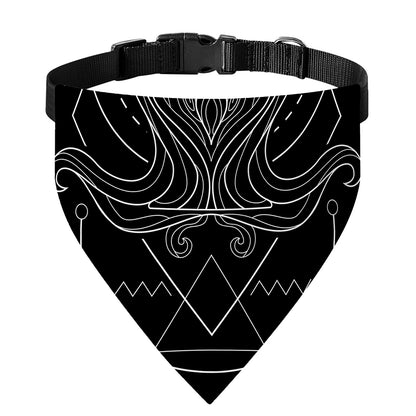 Black And White Aquarius Sign Print Over The Collar Dog Bandana