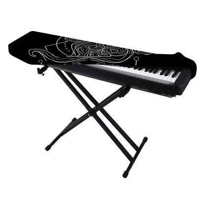 Black And White Aquarius Sign Print Piano Keyboard Cover
