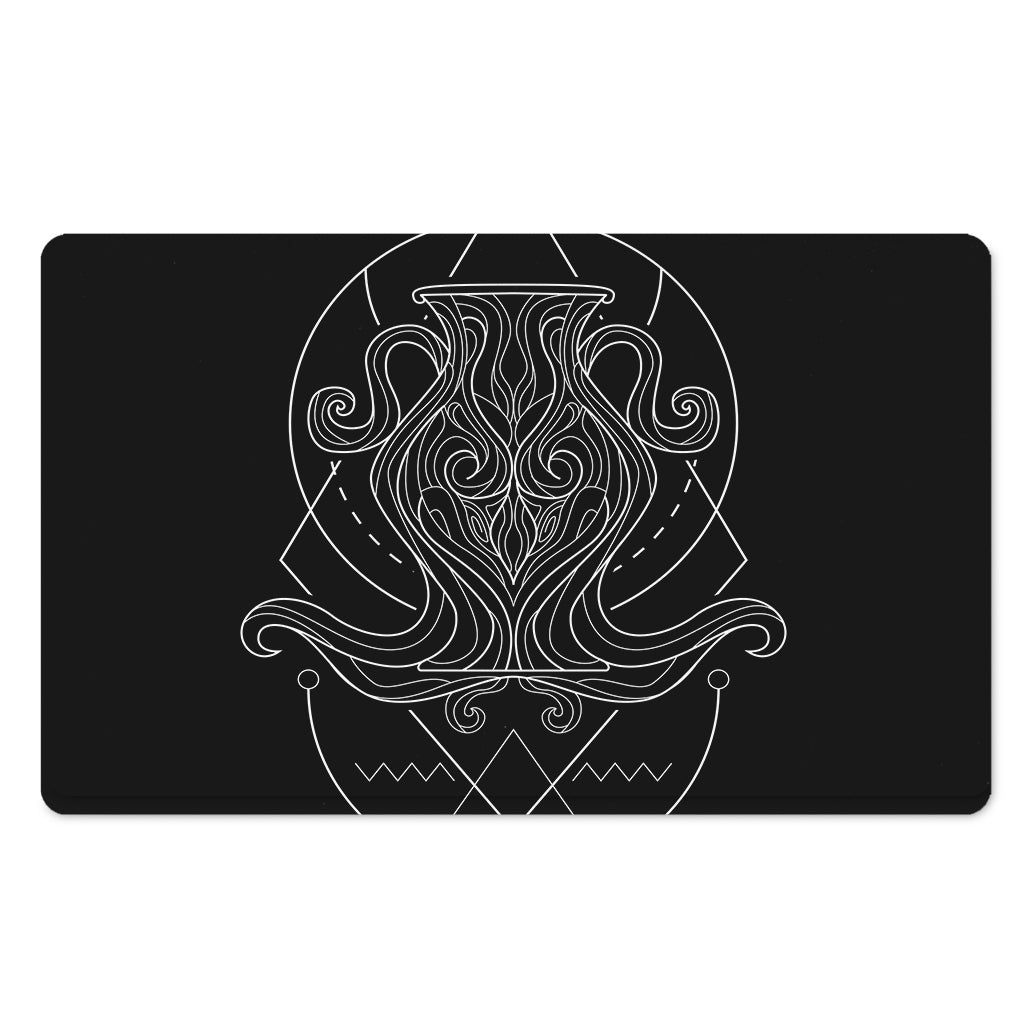 Black And White Aquarius Sign Print Polyester Doormat