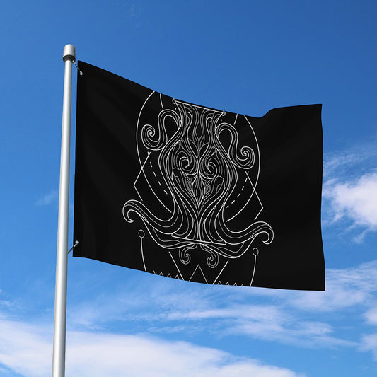 Black And White Aquarius Sign Print Polyester Flag