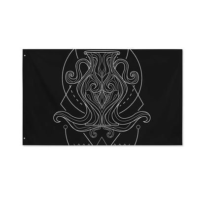 Black And White Aquarius Sign Print Polyester Flag