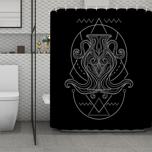 Black And White Aquarius Sign Print Polyester Shower Curtain