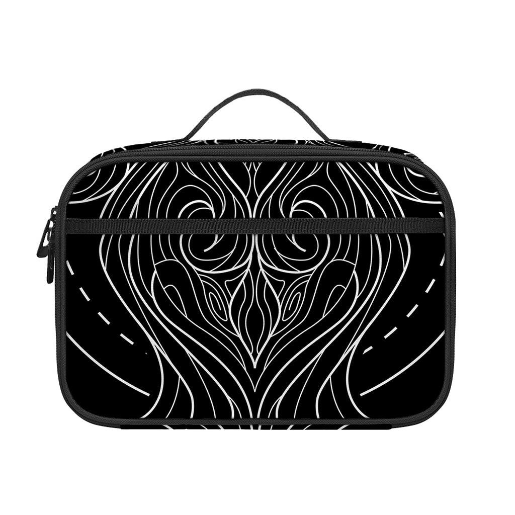 Black And White Aquarius Sign Print Portable Lunch Bag