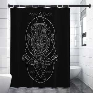 Black And White Aquarius Sign Print Premium Shower Curtain