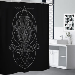 Black And White Aquarius Sign Print Premium Shower Curtain