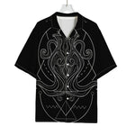 Black And White Aquarius Sign Print Rayon Hawaiian Shirt