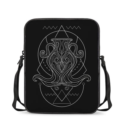 Black And White Aquarius Sign Print Rectangular Crossbody Bag