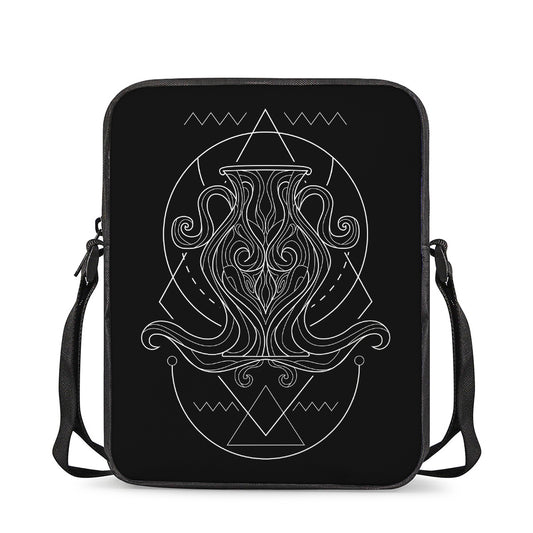 Black And White Aquarius Sign Print Rectangular Crossbody Bag