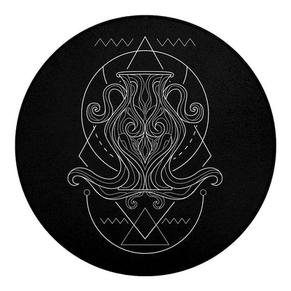 Black And White Aquarius Sign Print Round Blanket