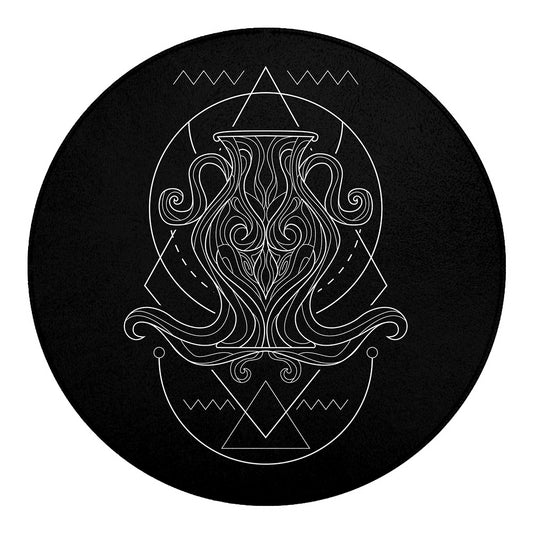 Black And White Aquarius Sign Print Round Blanket
