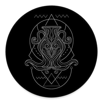 Black And White Aquarius Sign Print Round Floor Mat