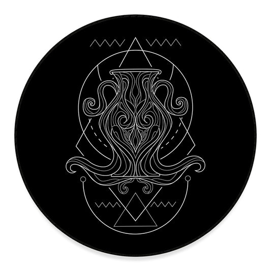 Black And White Aquarius Sign Print Round Floor Mat