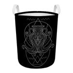 Black And White Aquarius Sign Print Round Laundry Basket