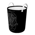 Black And White Aquarius Sign Print Round Laundry Basket