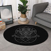 Black And White Aquarius Sign Print Round Rug