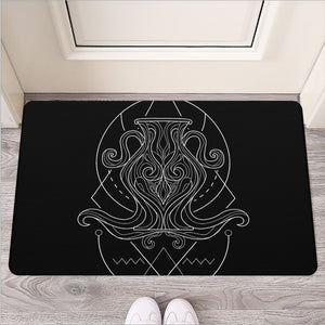 Black And White Aquarius Sign Print Rubber Doormat